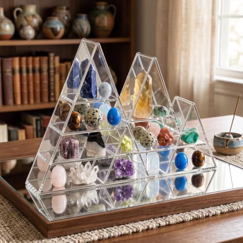 Cinnvoice Rock Display Case 30 Grids,Transparent Border,Mountain Style - Image 6