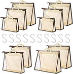 10 Set Handbag Storage Organizer Dust Bags for Purses Handbags Closet, Clear Purse Protector Storage Bag Dust Cover for Bags, Closet Organizer for Handbags with Hooks by CINPIUK