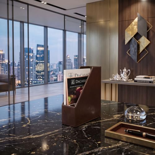 Dacasso Dark Brown Bonded Leather Magazine Rack - Image 2