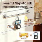 Magnetic Towel Bar, Adjustable Towel Rod, Silver, 2 Pack - Image 5