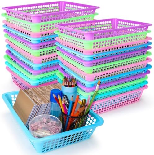 16 Pack Paper Basket, Purple, Blue, Pink, Green, 14 x 10 x 3 Inch, Classic by Zhehao