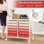 COSTWAY 12-Drawer Rolling Storage Cart, Utility Storage Organizer Cart - Image 4