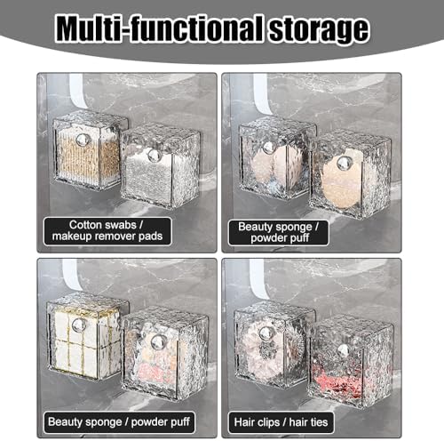 MiOYOOW Cotton Ball Dispenser, 3PCS Slanted Open Bathroom Storage Box Wall Mounted Makeup Containers for Lipstick Cotton Swabs Hair Bands Makeup Pads - Image 5