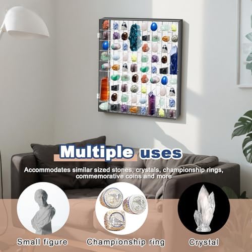 Cinnvoice Rock Display Case 72 Grids,Black Border,Square - Image 6