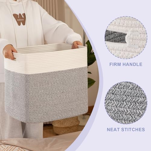 OIAHOMY 2 PACK Tall Storage baskets 55L Blanket Basket Living Room Grey - Image 3