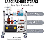 VEVOR Stainless Steel Cart, 3 Layers Lab Utility Cart 220 lbs Weight Capacity, Medical Cart with Lockable Universal Wheels, for Lab, Clinic, Kitchen, Salon - Image 5