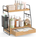 2-Tier Bathroom Counter Organizer with Drawer, Wood Counter Storage Shelf by Unknown