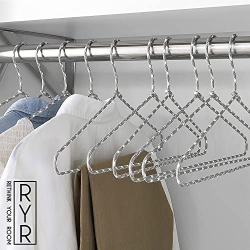 Clothes Hangers 60 Pack – Space Saving Fabric & Metal Hangers, Non-Slip Pant & Coat Hangers, Room Essentials, Closet, Durable Wardrobe Storage for Shirts, Suits & Pants – Grey/White - Image 6