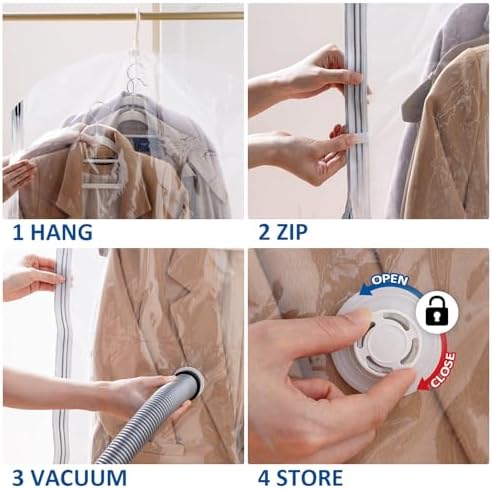 Hanging Vacuum Storage Bags, Space Saver Vacuum Seal Bag for Cloth, 6 Combo - Image 6