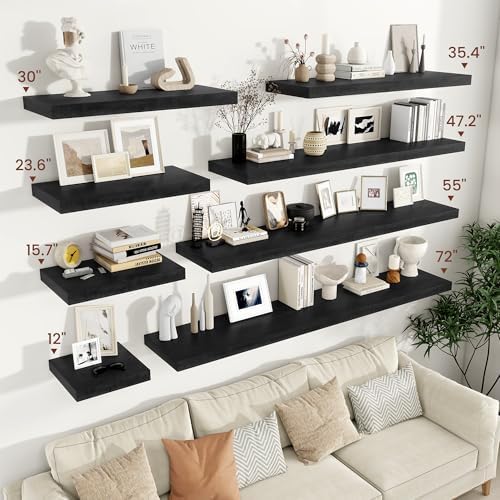 Vivelove Deep Floating Shelves 48x12” Set of 2, Black - Image 2