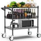 Leteuke 3 Tier Rolling Carts with Wheels, Heavy Duty Rolling Utility Cart by Leteuke