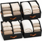 HOMELUX THEORY Closet Organizers Storage, Large Collapsible Bin 4pc, Black by HomeluxTheory