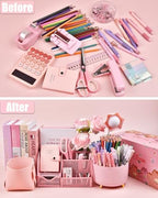 LXEVIHK Pink Desk Accessories 21-Piece Office Supplies Gift Set for Women - Image 3