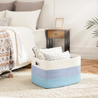 Artfeel Blanket Basket,Rectangle Woven Baskets for Storage,65L Laundry Basket for Decorative Nursery Blanket,Toys,Dirty Clothes and Magazine in Shelves,Baby Room,and Living Room - Image 2