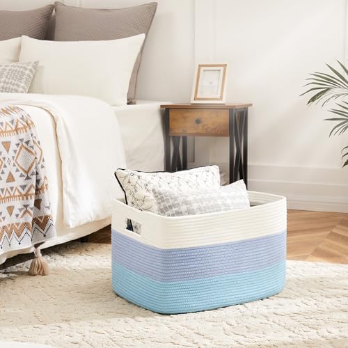 Artfeel Blanket Basket,Rectangle Woven Baskets for Storage,65L Laundry Basket for Decorative Nursery Blanket,Toys,Dirty Clothes and Magazine in Shelves,Baby Room,and Living Room - Image 2