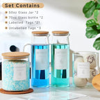 Glass Laundry Detergent Dispenser Set - 2x50oz & 2x70oz Borosilicate Containers with Bamboo Lids, Handle& Labels, Stores Powder,laundry pods,Fabric Softener, for Laundry Room organization and Decor - Image 2