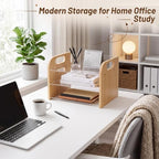 Marsui 3 Tier Desk Paper File Organizer, Bamboo & Acrylic Letter Tray - Image 6