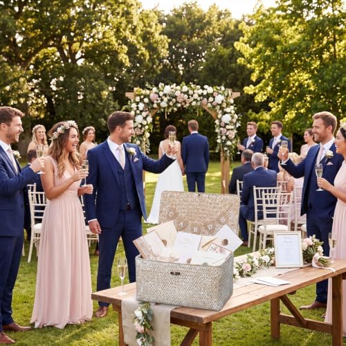 Geelin Seagrass Wedding Card Basket with Card Banner,14 Inch,White - Image 4