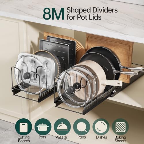 PanPanPal Pull Out Pots and Pans Organizer Under Cabinet, 1 Pack 8 Dividers - Image 6
