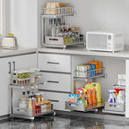 Saydear 2-Pack L-Shaped Under Sink Organizer, 2-Tier Pull-out Cabinet Rack - Image 3