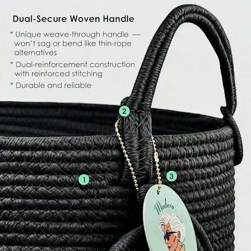Modern Granny Extra Large Cotton Rope Laundry Hamper 16x22 Inch Dual Secure Woven Handle for Living Room Closet Clothes Blanket Organization - Image 7