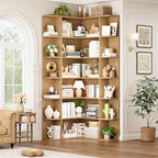 FOTOSOK 72" Tall Corner Bookshelf, 6-Tier Bookshelf and Bookcase, Natural by FOTOSOK