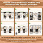 Besiost Closet System with Drawers, 120"/10FT, 151.2"/12.6FT, Built-in Closet Organizer System with Reversible Hanging Shelving and Hanging Rods, Black Set of 2 - Image 3