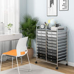 Giantex 20 Drawers Rolling Cart, Mobile Storage Drawer Cart, Classroom Organizer Cart for Office School Supplies Teacher Tools Paper Craft Small Printer, Utility Cart on Wheels, Gradient Grey - Image 5