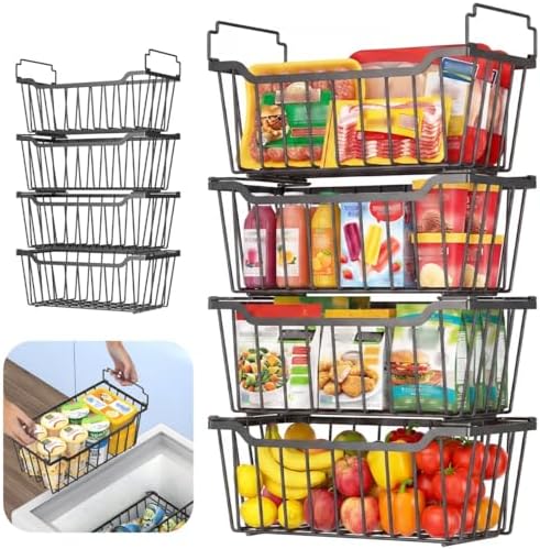 Goovilla Freezer Organizer Bins for 5-7 Cu.FT Chest Freezer, 8 Pack Black by Goovilla