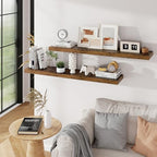 Floating Shelves for Wall, 48 in Long Rustic Wall Shelves Set of 2 - Image 2