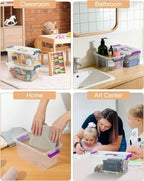 7Qt Storage Bins with Lids,6-Pack Clear Stackable storage containers with lids Buckle Latches.Perfect for LEGO, Crafts, Office Supplies, and Dorm Room Organization,Purple - Image 6