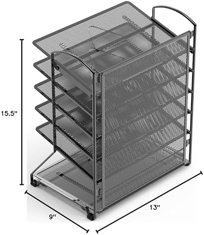 Simple Houseware 2 Packs 6-Tier Desk Organizer & Sliding Paper Tray, Black - Image 7