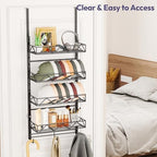SWTYMIKI Over Door Hat Organizer - 5 Tier Wall Mounted Hat Rack with 4 Adjustable Metal Basket and 3 Hooks, Hanging Baseball Cap Organizer Storage Holds up to 49 Caps for Door, Bedroom, Closet - Image 6
