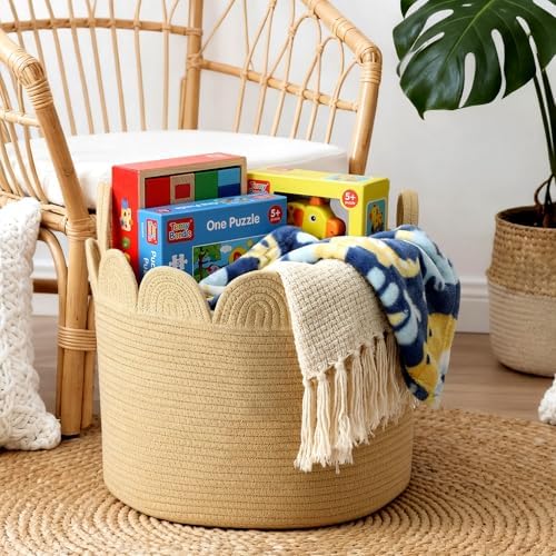 LemonRoad Round Woven Basket Brown, 16" L X 16" W X 14" H - Image 5