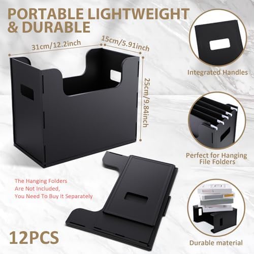 12 Pcs Portable Desktop File, Filing Organizer, Black - Image 2