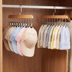 Novabright 4 Pcs Closet Organizers with 10 Clips Hat Pants Scarf Socks Hangers Wood Space Saving Rotating Hanging Hangers Clothespins with Padded Clips for Leggings Bra Tie Belt Jeans Skirt (Wood) - Image 3