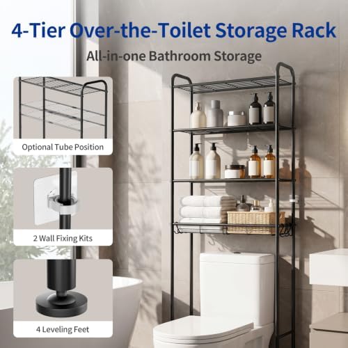 Delamu Over Toilet Storage Rack, 4 Tiers (71.9" H) Bathroom Organizer Shelf - Image 4