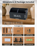 DLQuarts Solid Wood Mail Organizer Countertop or Wall Mounted, Matte Black - Image 2