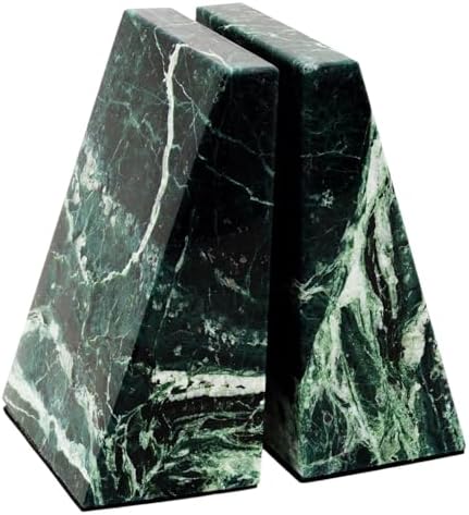 Natural Marble Bookends for Shelves,Office bookends for Heavy Books. Unique Brown Book Ends, Set of 2,Heavy Duty (Green) by NAVISSORY