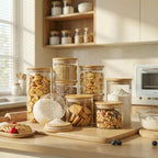27 oz Glass Jars with Bamboo Lids, Airtight Food Storage Containers, 6 Pack - Image 2