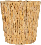 Household Essentials Handwoven Round Water Hyacinth Waste Basket with Plastic Liner, Natural - Image 3