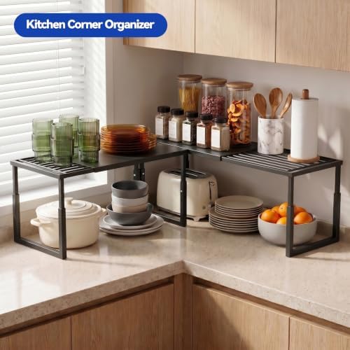 2 Packs Expandable Cabinet Shelf Organizer, Stackable Countertop Shelves - Image 5