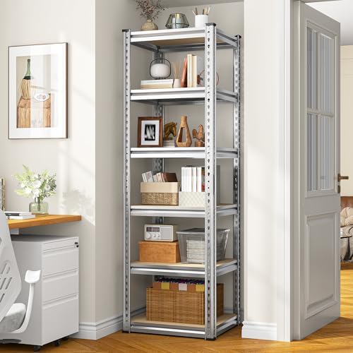 REIBII Storage Shelves for Pantry, Kitchen, 6 Tier Silver Garage Shelving - Image 2
