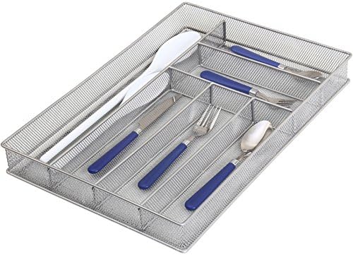 YBM Home Stainless Steel Silverware Tray Organizer for Kitchen Utensils, In-Drawer Cutlery Tray Mesh Utensil Drawer Organizer with 6 Compartments for Kitchen and Office by YBMHome