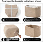 ICERZCZ Small Storage Baskets for Shelves Organizing, Woven Cotton Rope Baskets for Storage, Book Basket, Decorative Shelf Basket, 12.5"Lx9.1''Wx7.9''H (4 Packs) Mixed Brown - Image 7