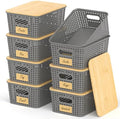 Stackable Storage Baskets: 8 Pack Plastic Baskets Bins, Gray by Uvellgift