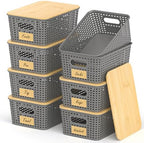 Stackable Storage Baskets: 8 Pack Plastic Baskets Bins, Gray by Uvellgift