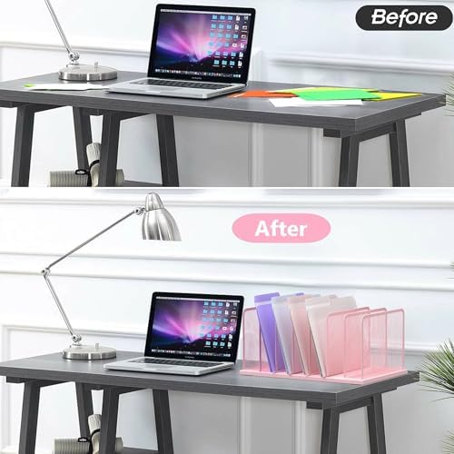 Kuntine.B 7-Section Upright Desk File Organizer Pink 1 Pack - Image 4
