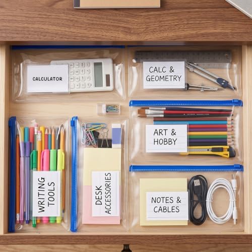 Marspark 100 Pcs Zip Envelope Poly Clear Pencil Pouch, Blue - Image 6