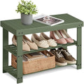 SONGMICS Shoe Rack Bench, 3-Tier Bamboo Entryway Bench, 27.6 Inches Width by SONGMICS